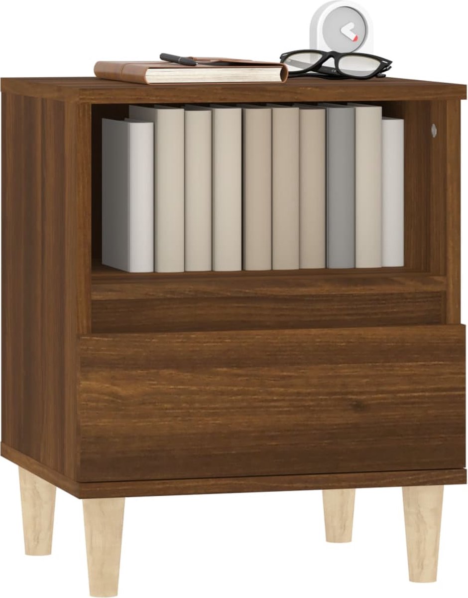 Vidaxl Nachtkastjes 2 St 40x35x50 Cmeikenkleurig - Bruin