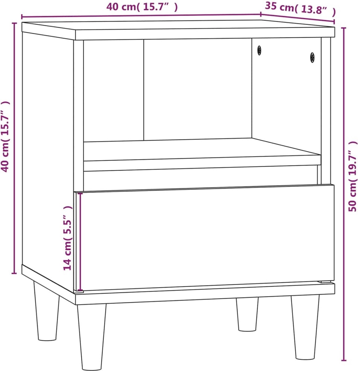 Vidaxl Nachtkastjes 2 St 40x35x50 Cmeikenkleurig - Bruin