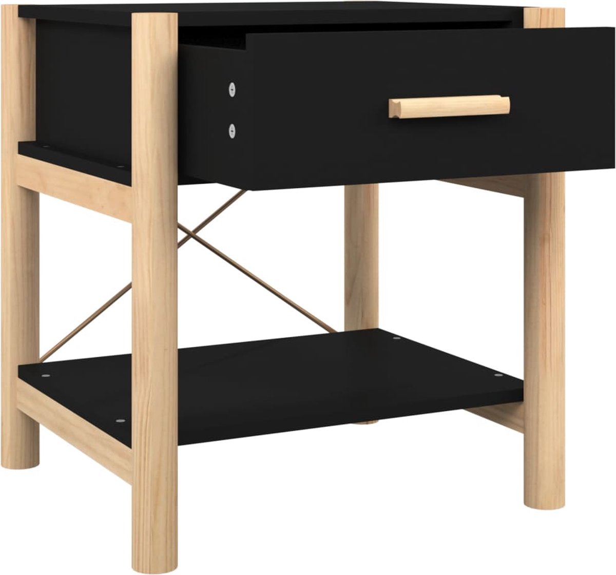 Vidaxl Nachtkastje 42x38x45 Cm Bewerkt Hout Zwart - Bruin