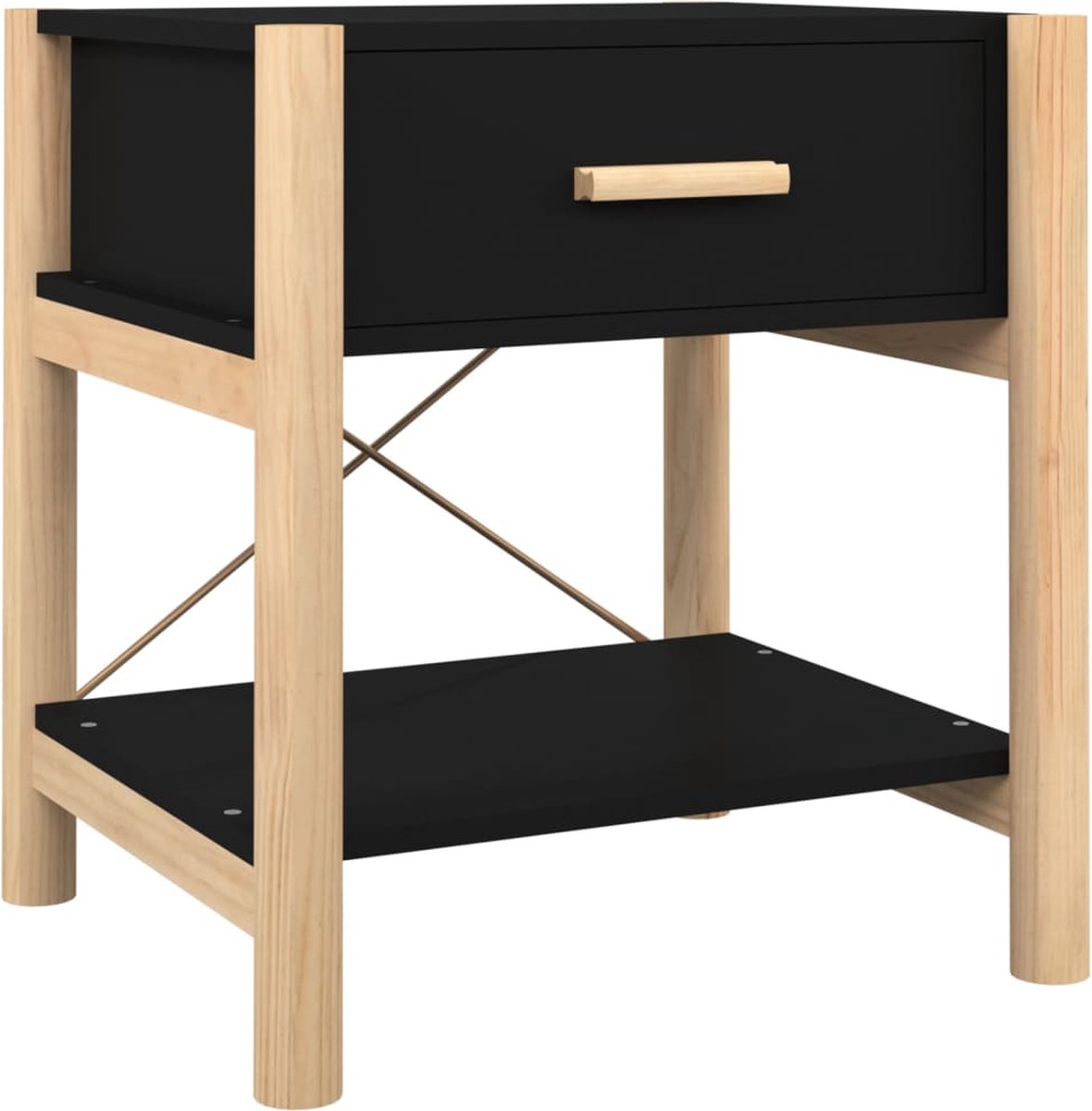 Vidaxl Nachtkastje 42x38x45 Cm Bewerkt Hout Zwart - Bruin