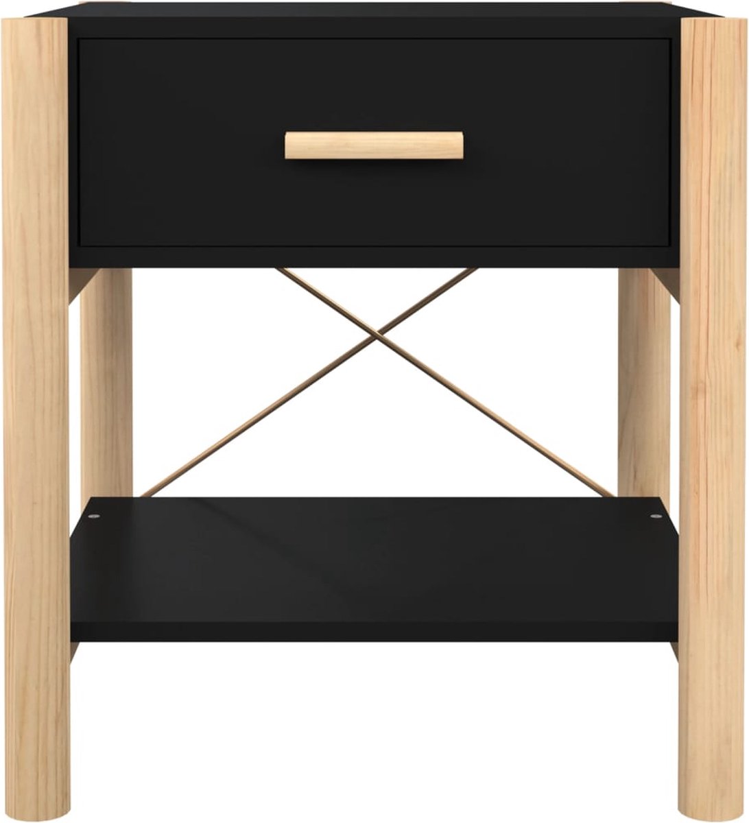 Vidaxl Nachtkastje 42x38x45 Cm Bewerkt Hout Zwart - Bruin