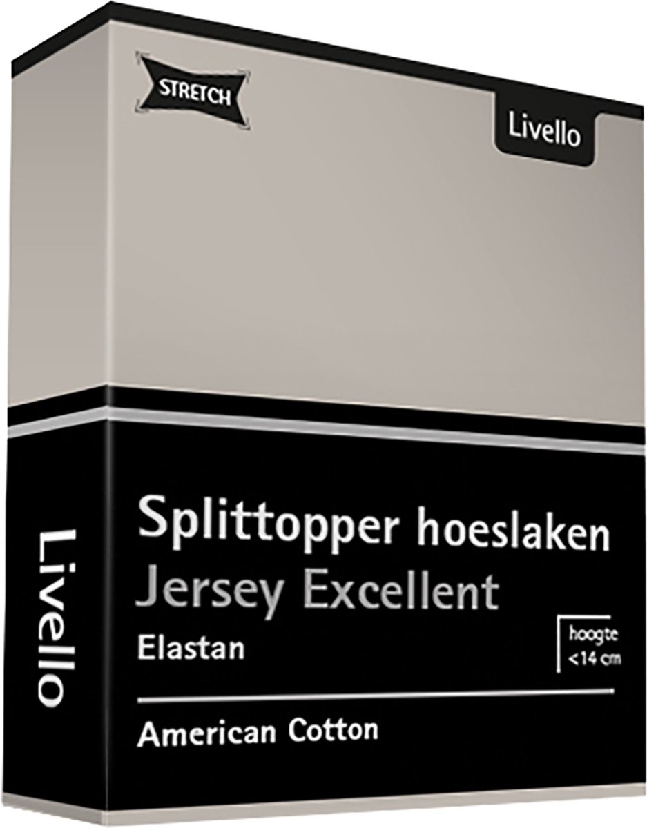 Livello Hoeslaken Splittopper Jersey Excellent Stone 180 X 200 Cm - Beige