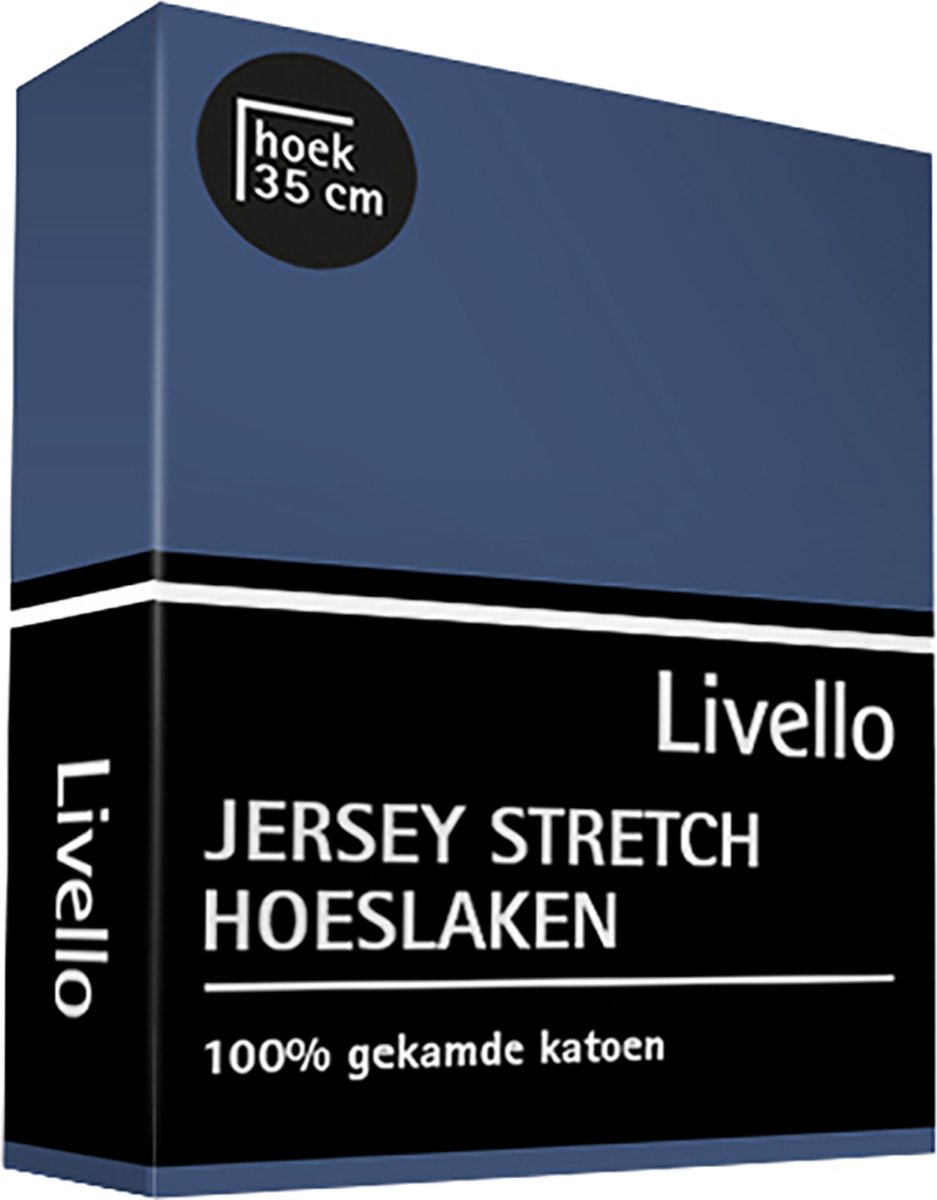Livello Hoeslaken Jersey Denim 90 X 220 Cm - Blauw