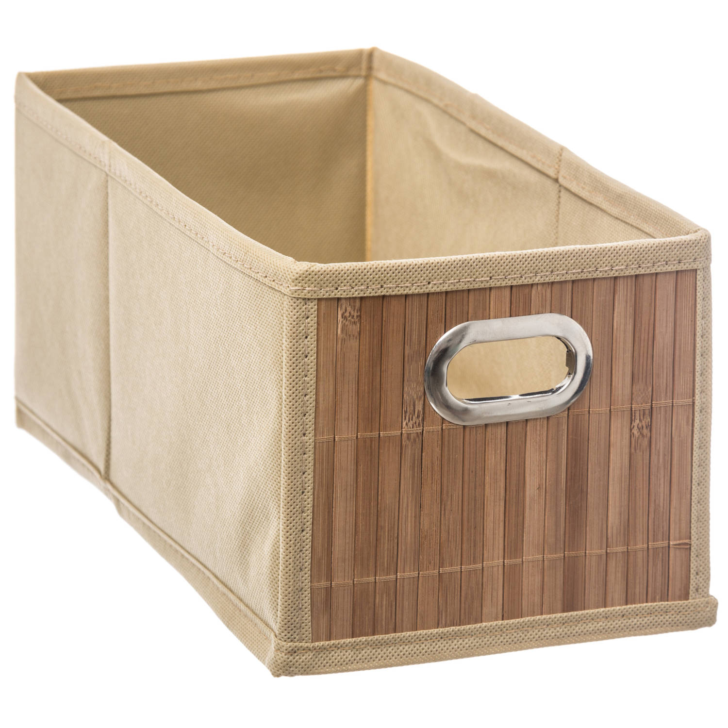 Opbergmand/kastmand 6.5 Liter Linnen/bamboe 15 X 14 X 31 Cm - Opbergmanden - Beige