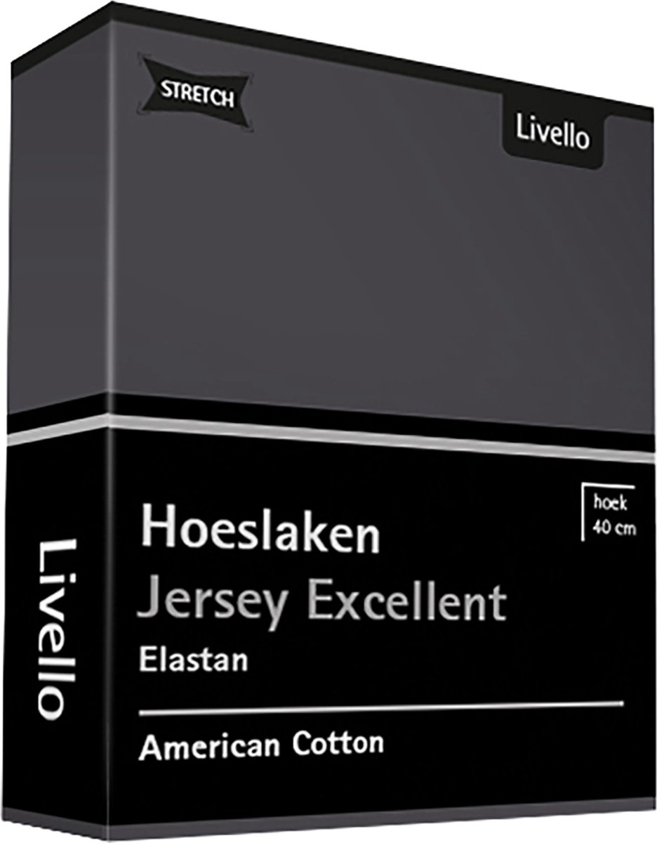 Livello Hoeslaken Jersey Excellent Dark Grey 120 X 200 Cm - Grijs