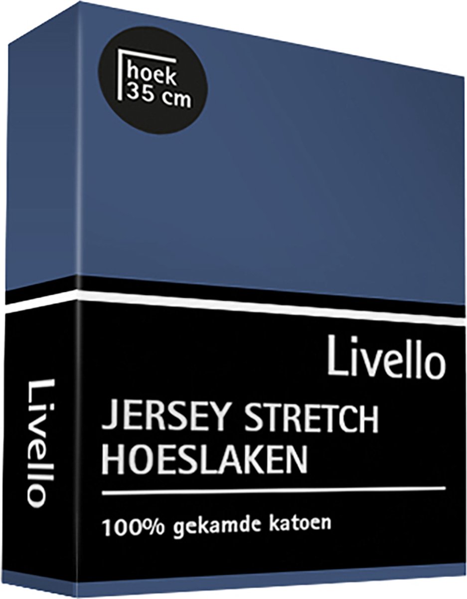 Livello Hoeslaken Jersey Denim 160 X 200 Cm - Blauw