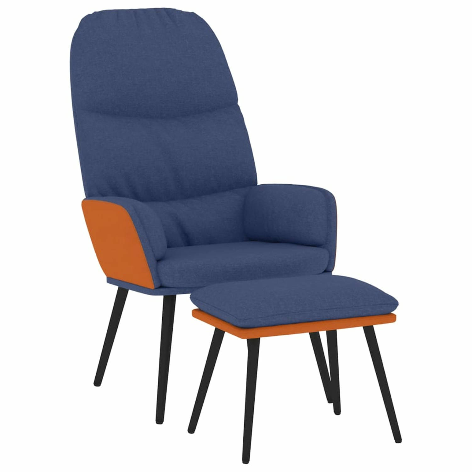 Vidaxl Relaxstoel Met Voetenbank Stof - Blauw