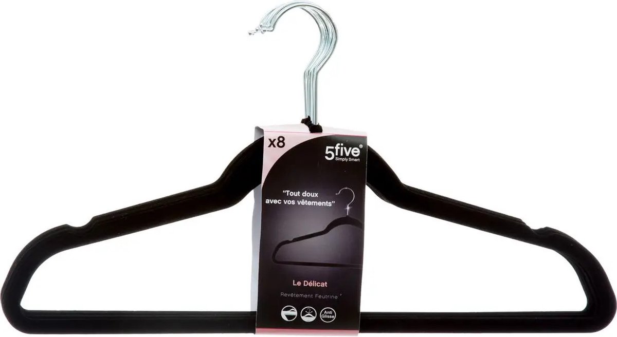 Set Van 16x Stuks Velvet Kledinghangers 45 X 23 Cm - Kledinghangers - Zwart