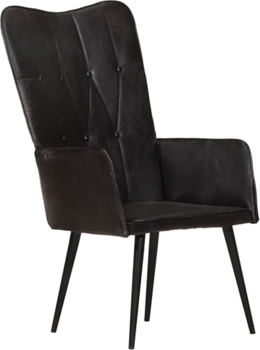 Vidaxl Fauteuil Echt Leer - Zwart