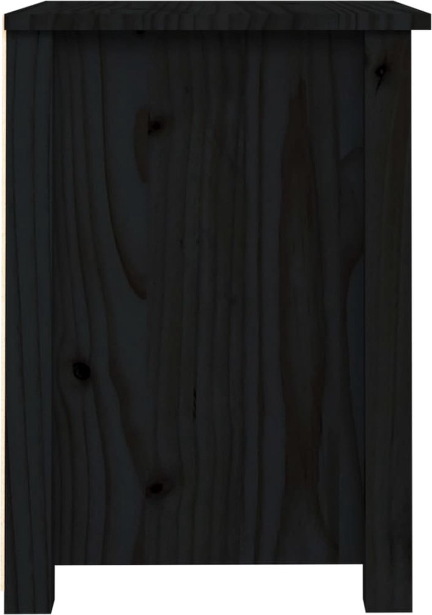 Vidaxl Nachtkastje 40x35x49 Cm Massief Grenenhout - Zwart