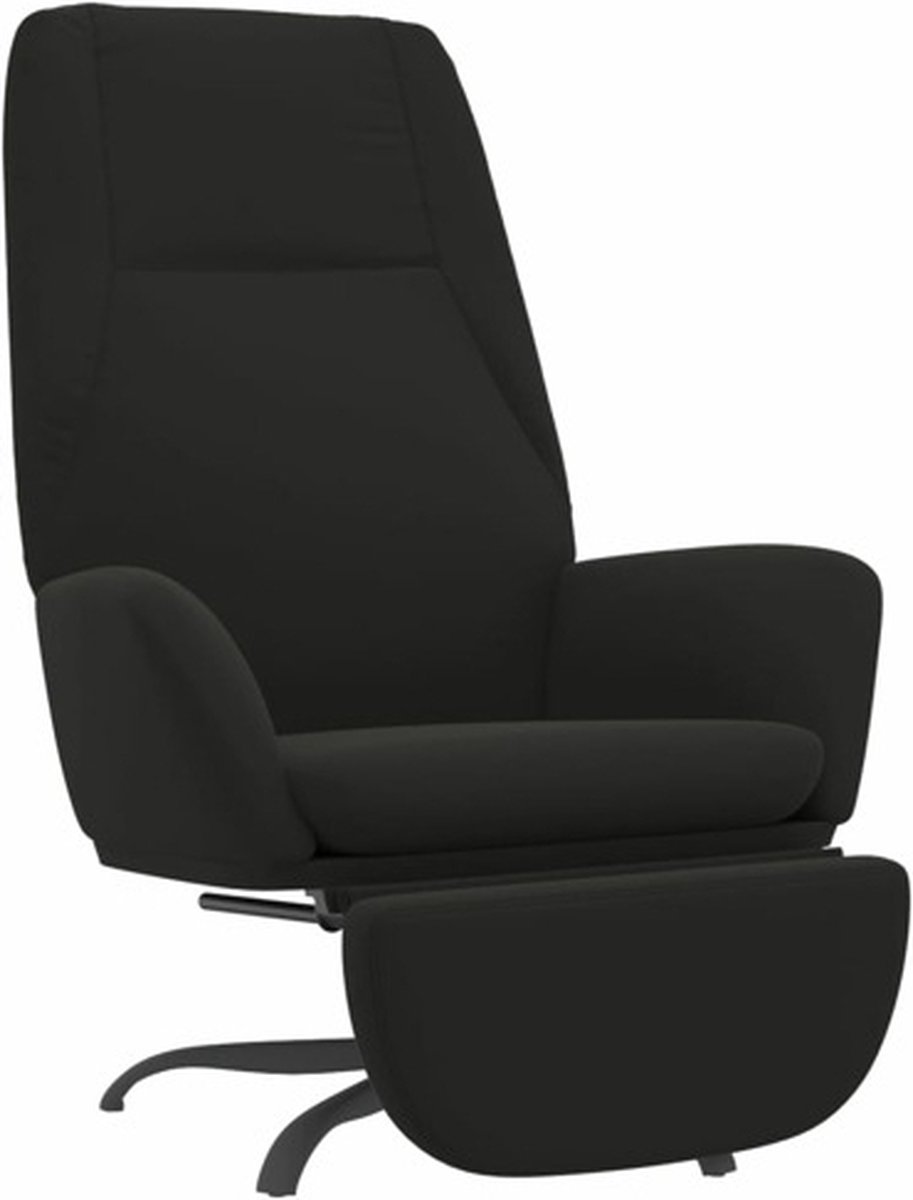 Vidaxl Relaxstoel Met Voetensteun Microvezelstof - Zwart