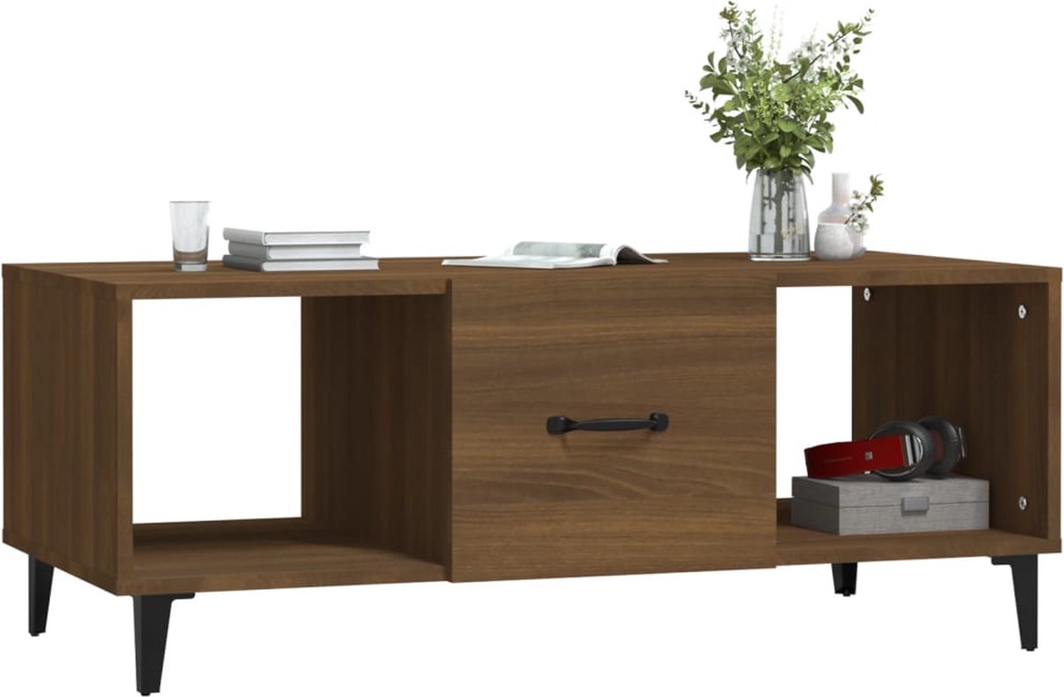 Vidaxl Salontafel 102x50x40 Cm Bewerkt Houteikenkleurig - Bruin