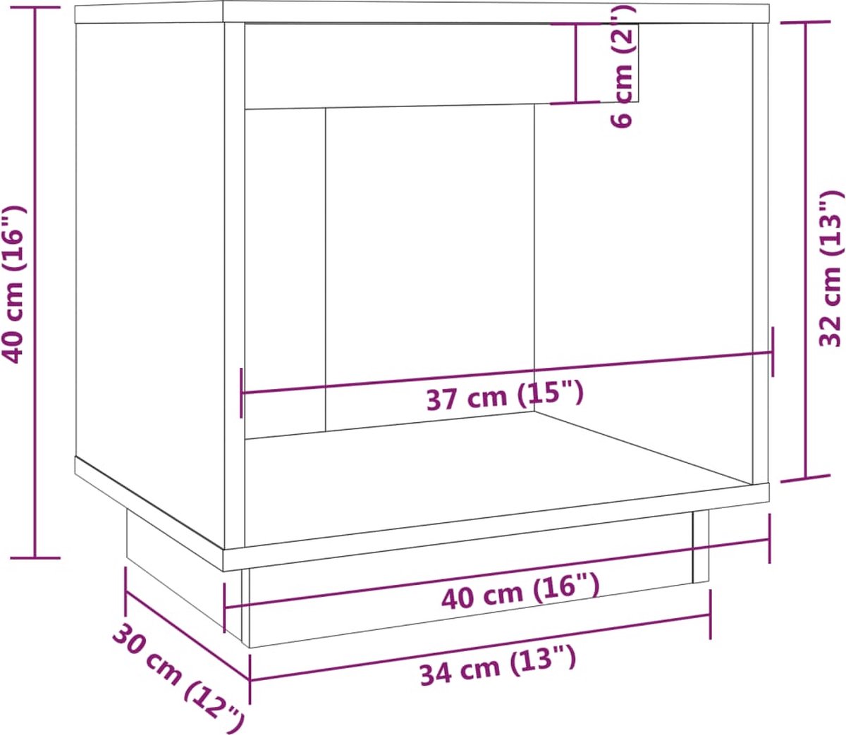 Vidaxl Nachtkastje 40x30x40 Cm Massief Grenenhout Wit