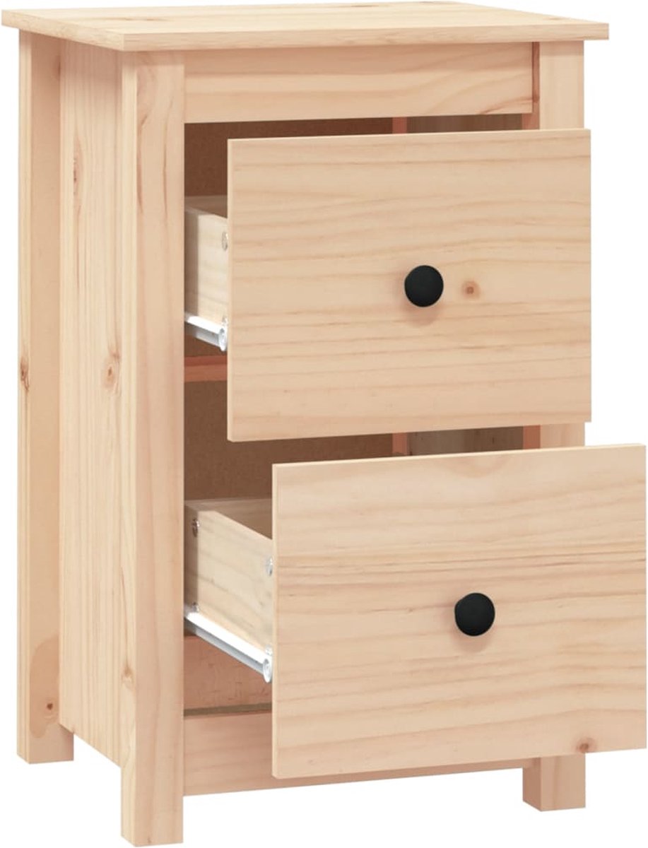 Vidaxl Nachtkastjes 2 St 40x35x61,5 Cm Massief Grenenhout - Bruin