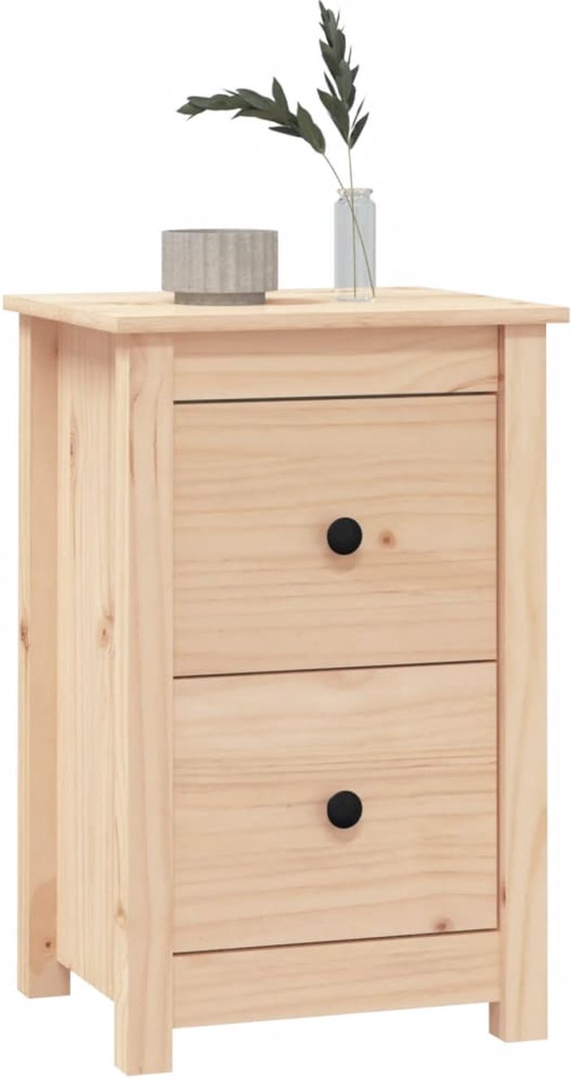 Vidaxl Nachtkastjes 2 St 40x35x61,5 Cm Massief Grenenhout - Bruin