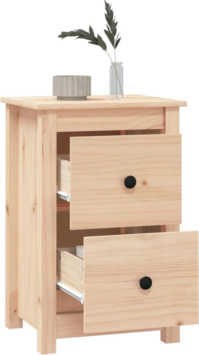 Vidaxl Nachtkastjes 2 St 40x35x61,5 Cm Massief Grenenhout - Bruin