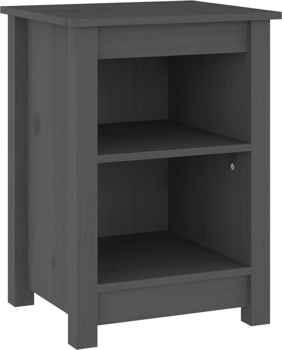 Vidaxl Nachtkastjes 2 St 40x35x55 Cm Massief Grenenhout - Grijs