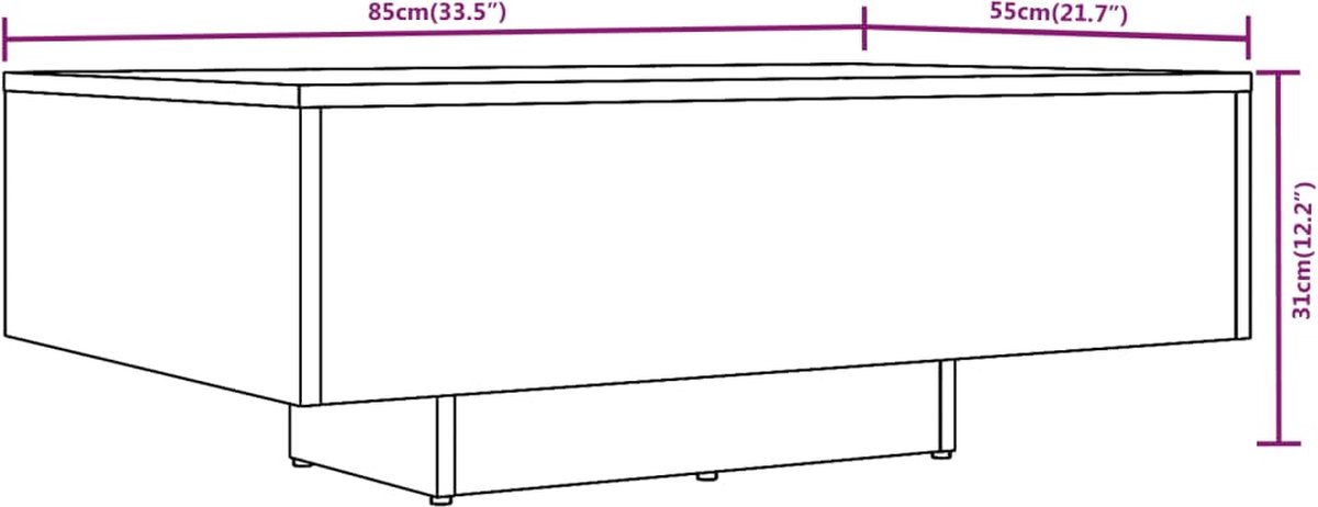 Vidaxl Salontafel 85x55x31 Cm Bewerkt Houteikenkleurig - Marrón