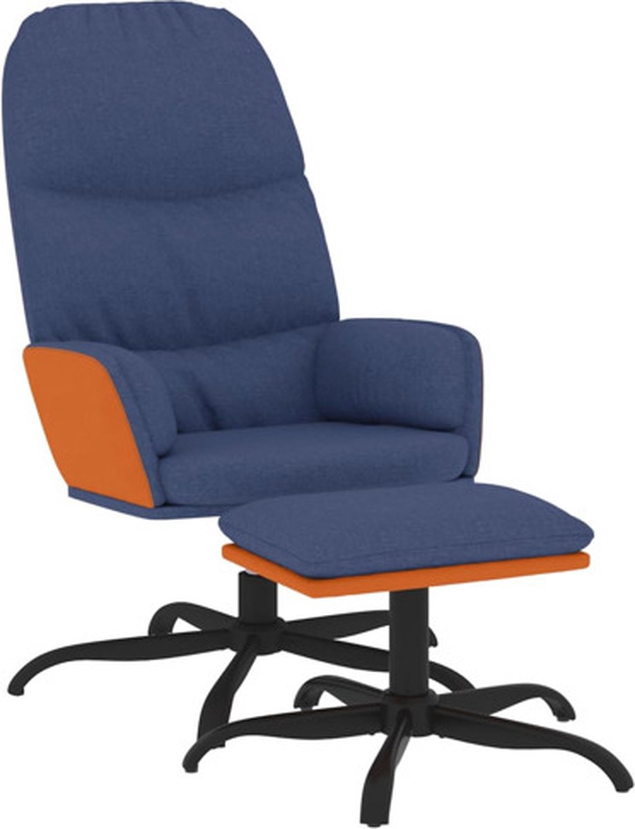 Vidaxl Relaxstoel Met Voetenbank Stof - Blauw