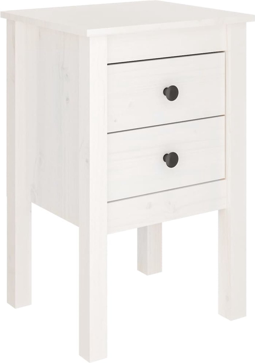 Vidaxl Nachtkastje 40x35x61,5 Cm Massief Grenenhout Wit