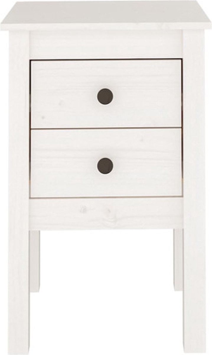 Vidaxl Nachtkastje 40x35x61,5 Cm Massief Grenenhout Wit