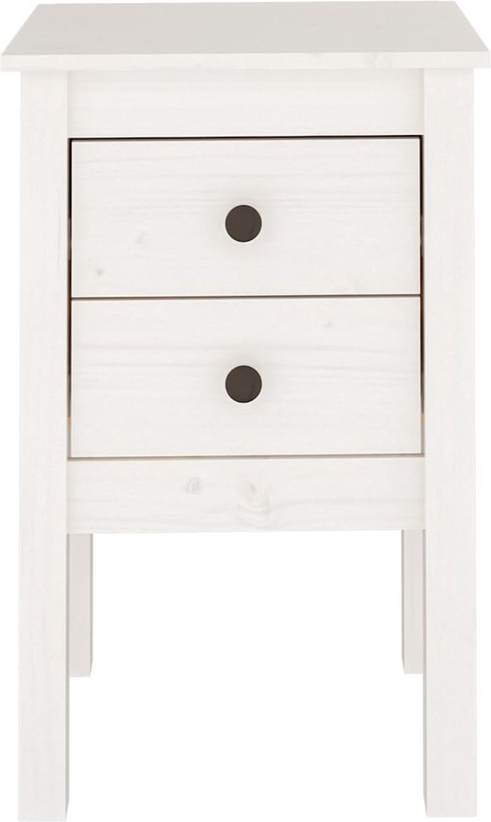 Vidaxl Nachtkastje 40x35x61,5 Cm Massief Grenenhout Wit