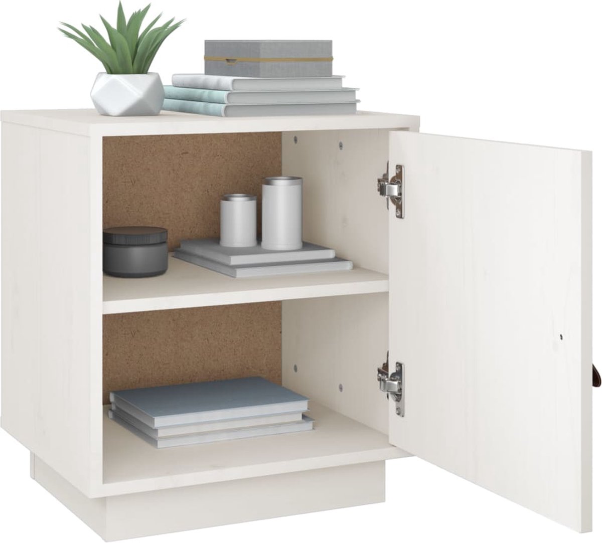 Vidaxl Nachtkastje 40x34x45 Cm Massief Grenenhout Wit