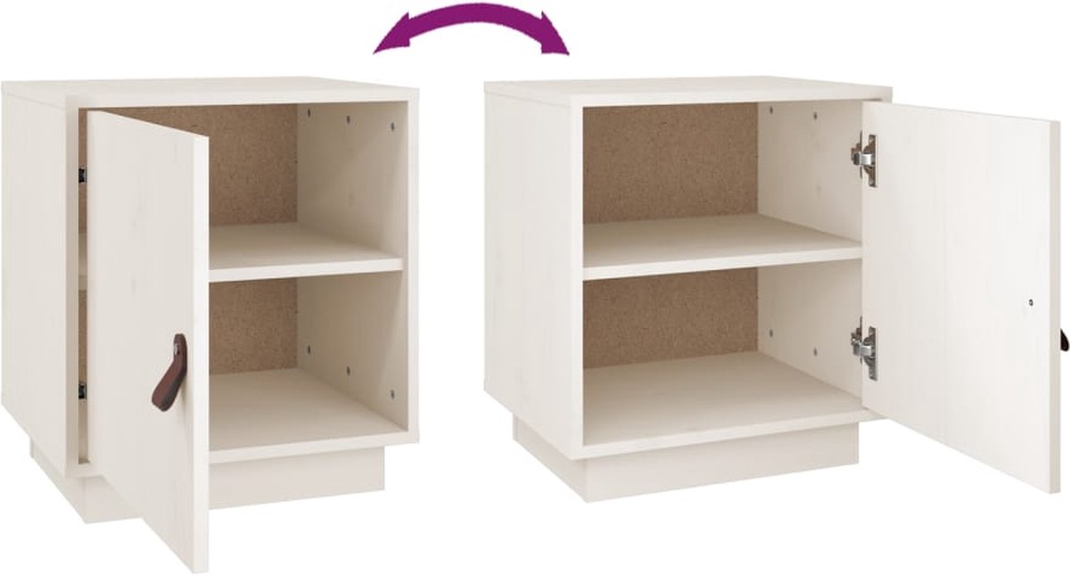 Vidaxl Nachtkastje 40x34x45 Cm Massief Grenenhout Wit