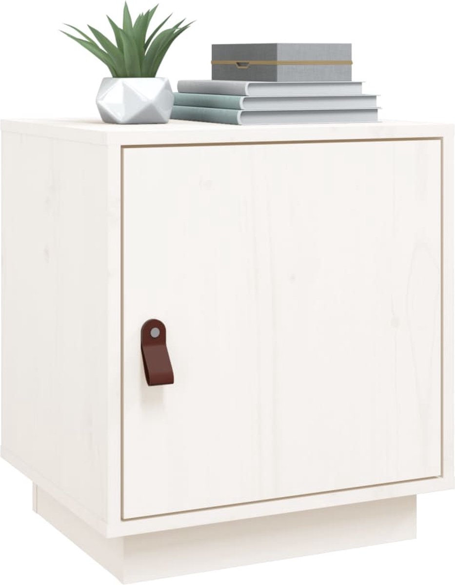 Vidaxl Nachtkastje 40x34x45 Cm Massief Grenenhout Wit