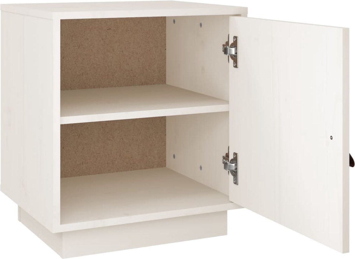 Vidaxl Nachtkastje 40x34x45 Cm Massief Grenenhout Wit