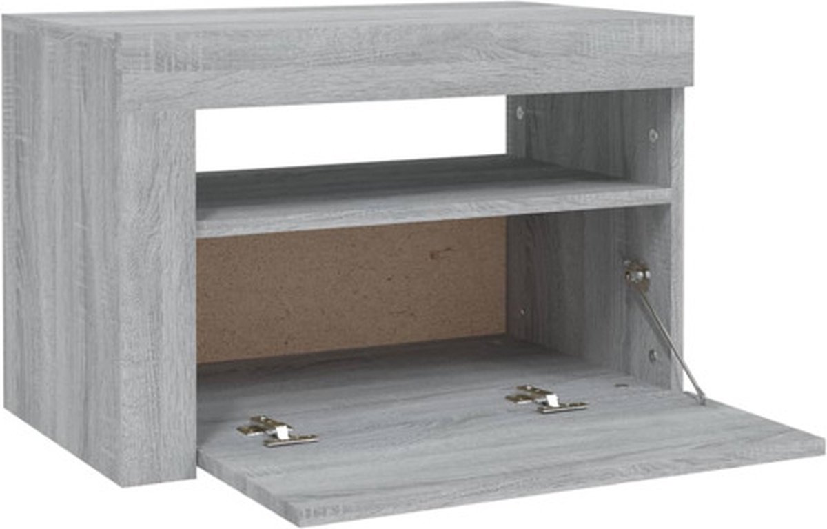 Vidaxl Nachtkastjes 2 St Met Led's 60x35x40 Cm Sonoma Eikenkleur - Grijs