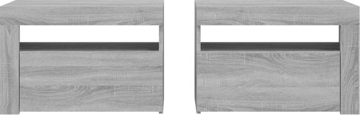 Vidaxl Nachtkastjes 2 St Met Led's 60x35x40 Cm Sonoma Eikenkleur - Grijs