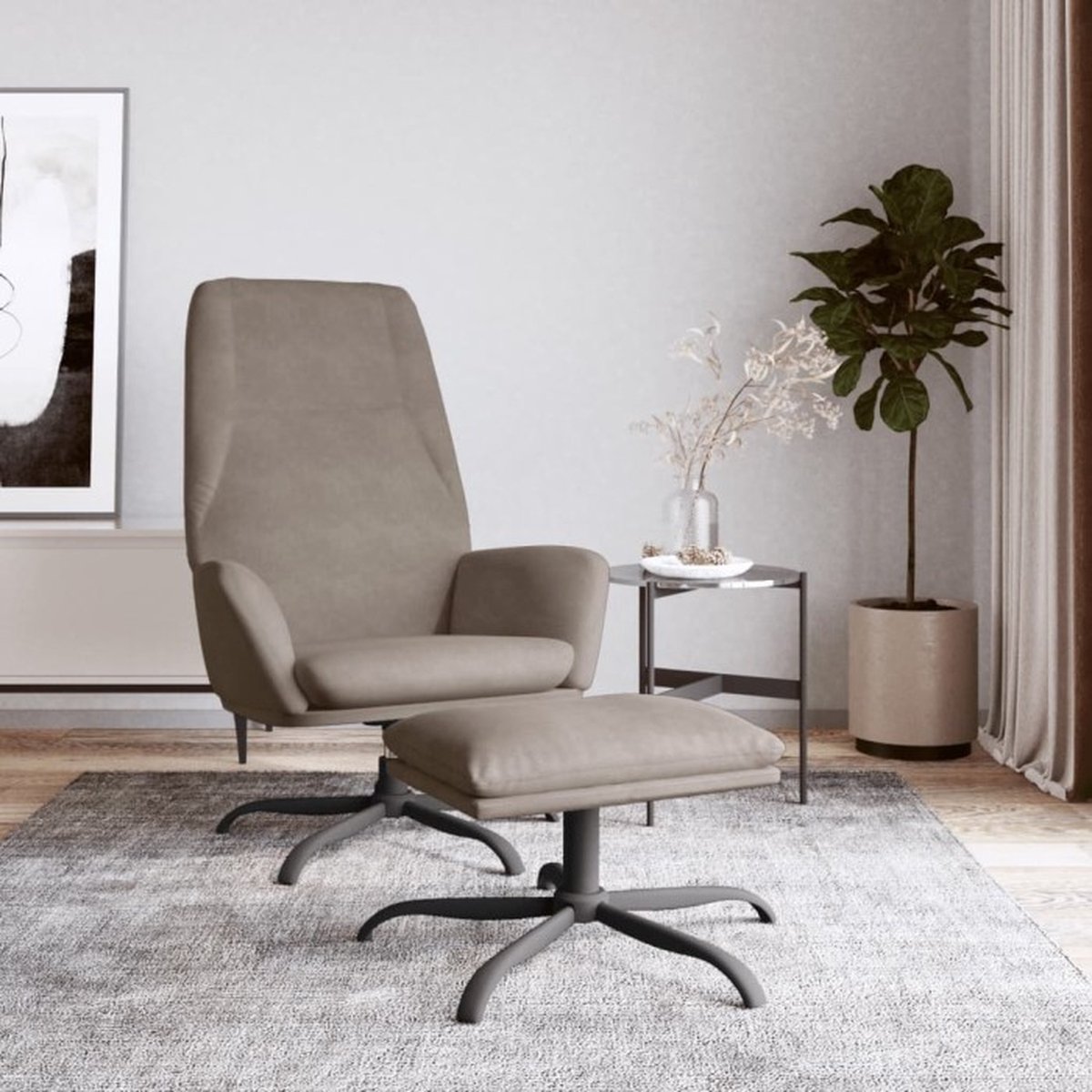 Vidaxl Relaxstoel Met Voetenbank Fluweel Licht - Grijs