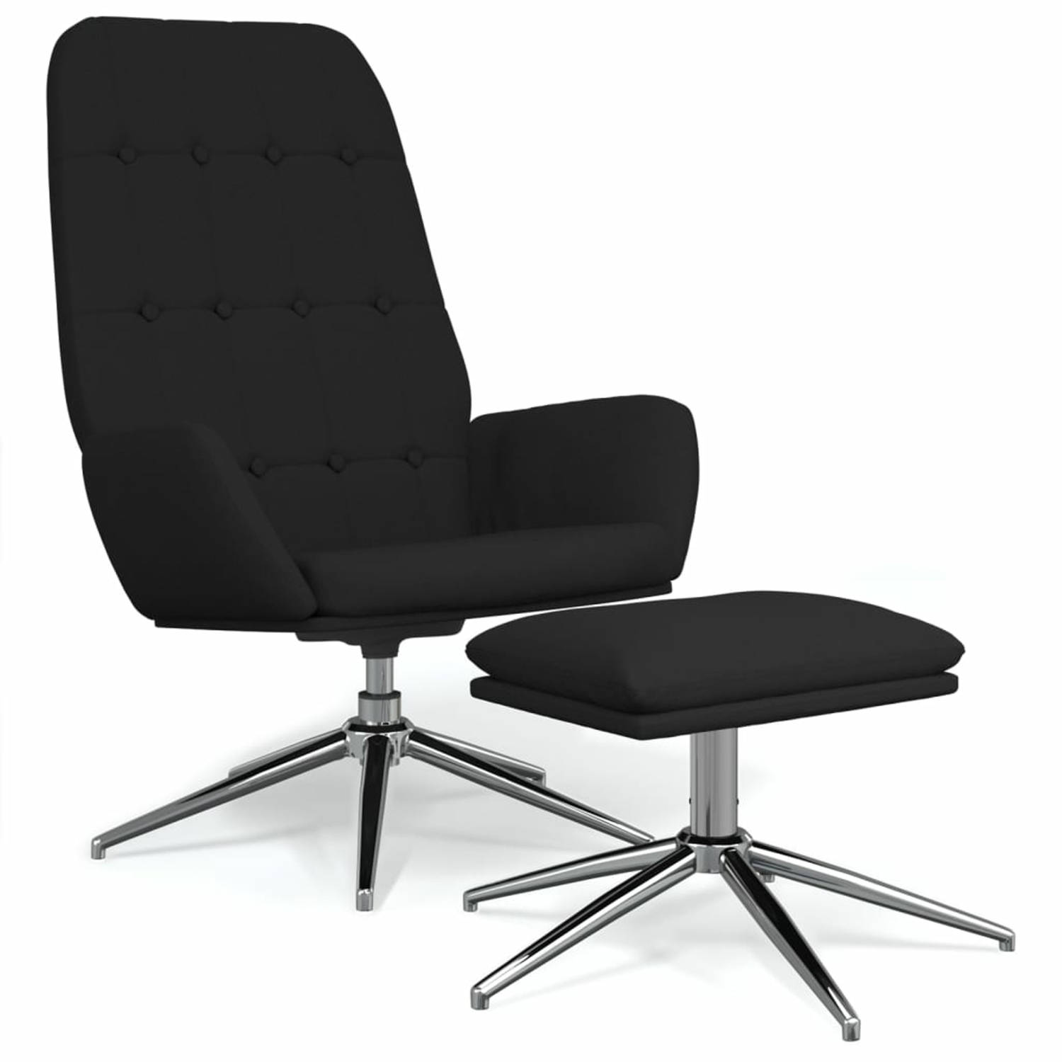 Vidaxl Relaxstoel Met Voetenbank Microvezelstof - Zwart