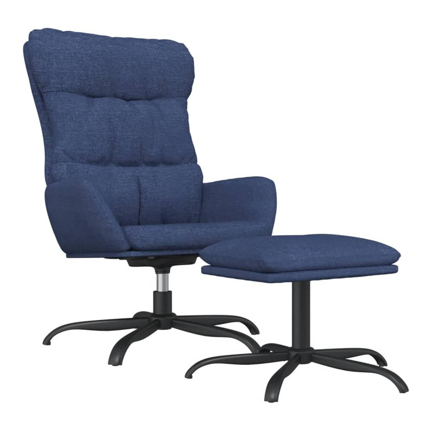 Vidaxl Relaxstoel Met Voetenbank Stof - Blauw