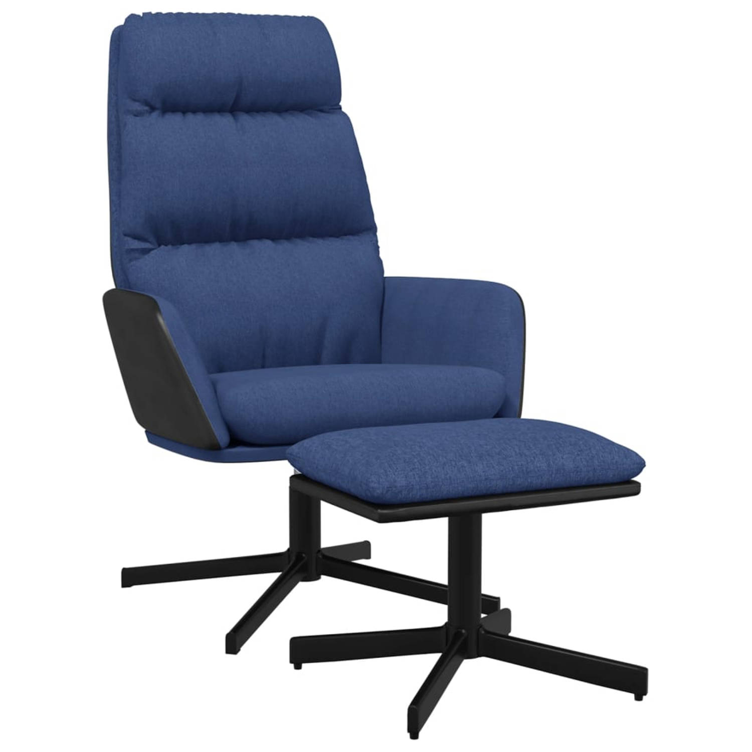 Vidaxl Relaxstoel Met Voetenbank Stof - Blauw