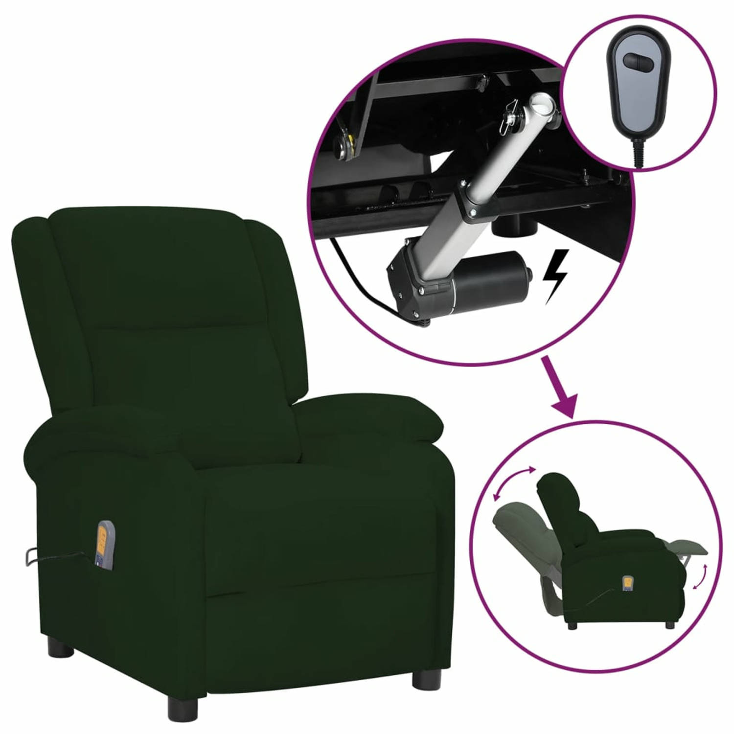 Vidaxl Massagestoel Verstelbaar Elektrisch Fluweel Donker - Groen