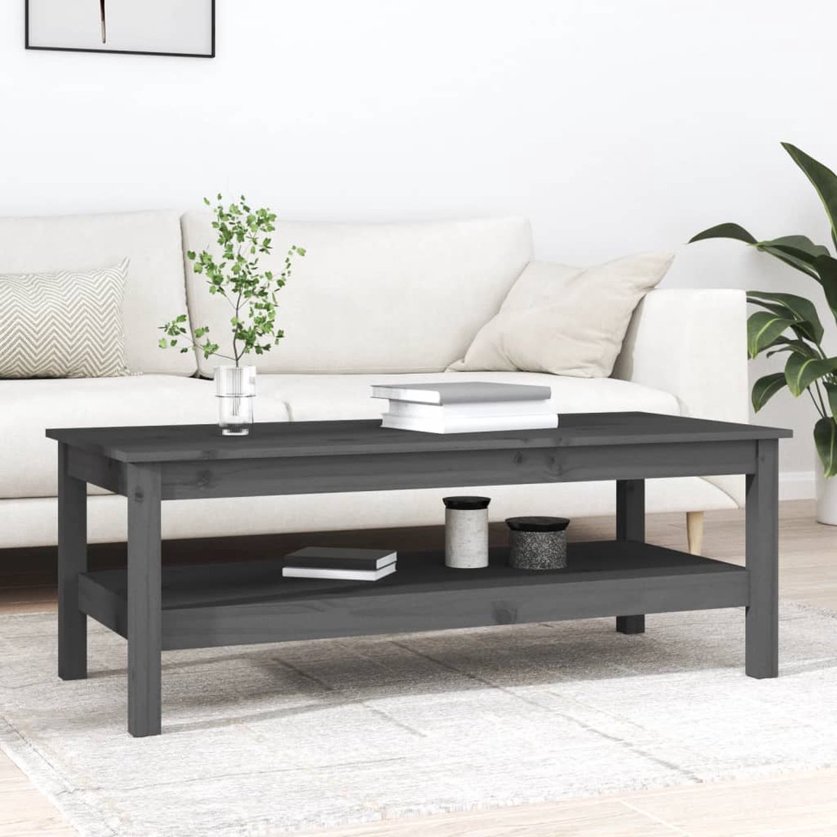 Vidaxl Salontafel 110x50x40 Cm Massief Grenenhout - Gris