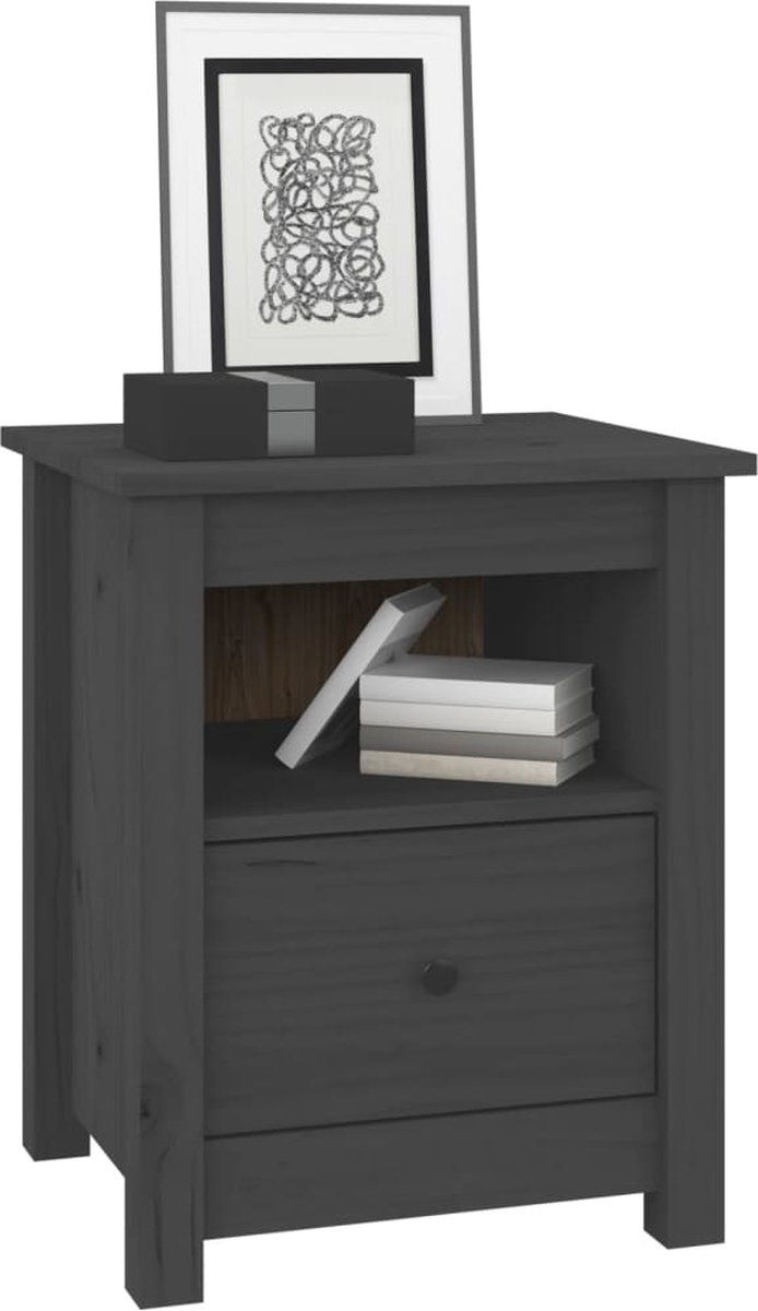 Vidaxl Nachtkastjes 2 St 40x35x49 Cm Massief Grenenhout - Grijs