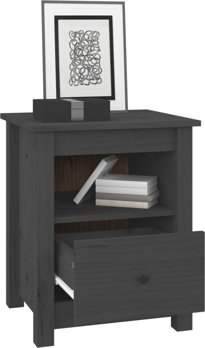 Vidaxl Nachtkastjes 2 St 40x35x49 Cm Massief Grenenhout - Grijs