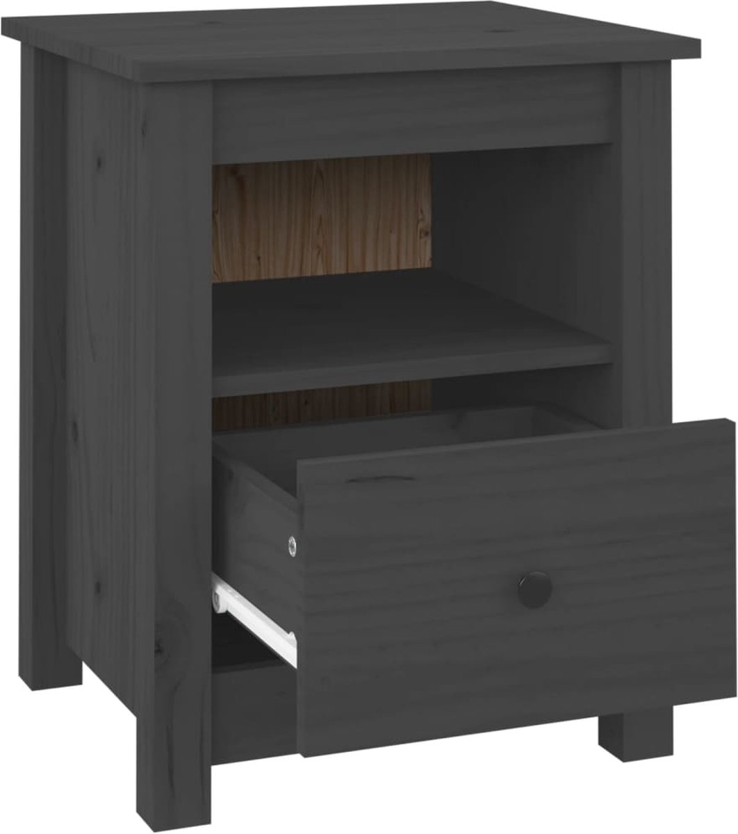 Vidaxl Nachtkastjes 2 St 40x35x49 Cm Massief Grenenhout - Grijs