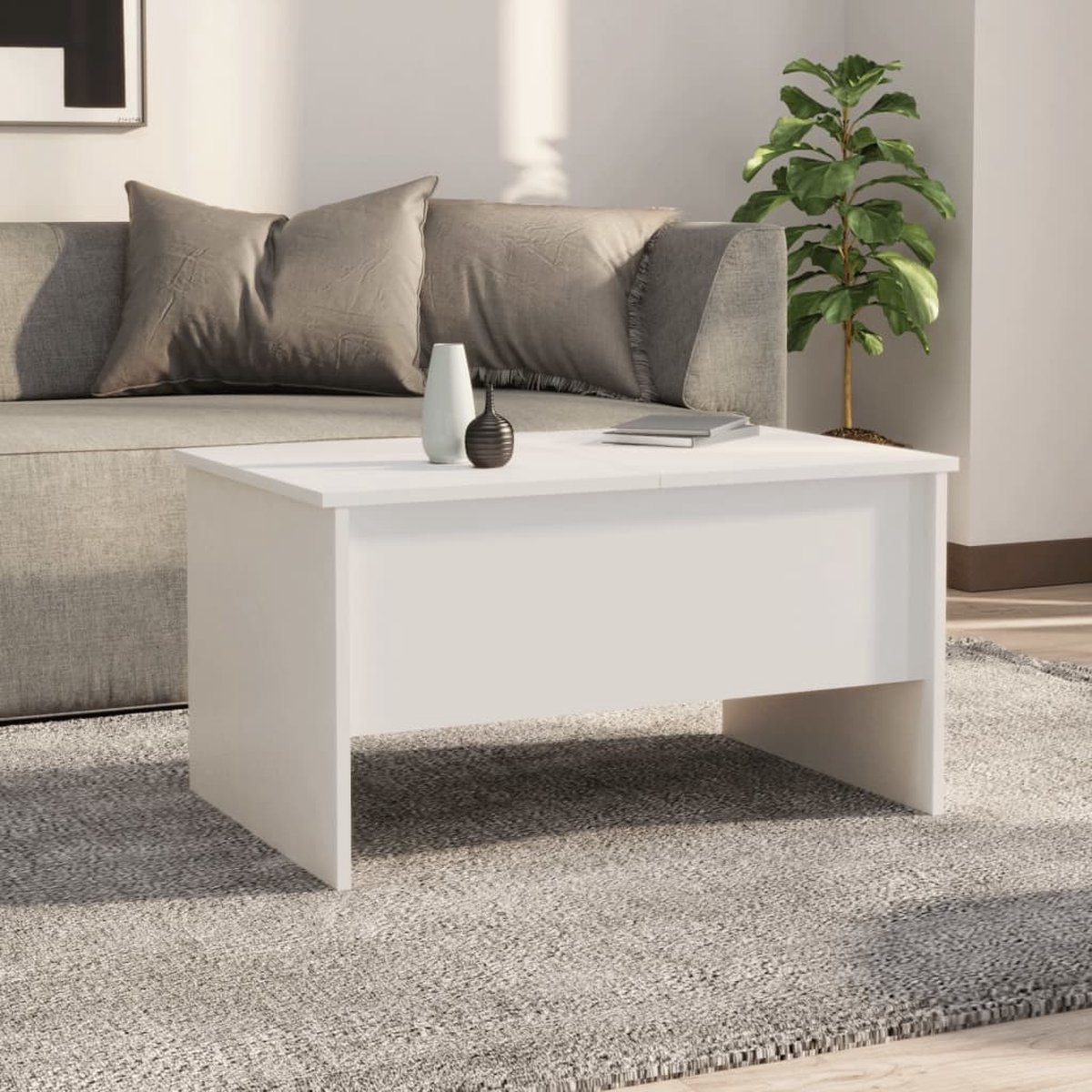 Vidaxl Salontafel 80x50x42,5 Cm Bewerkt Hout Wit