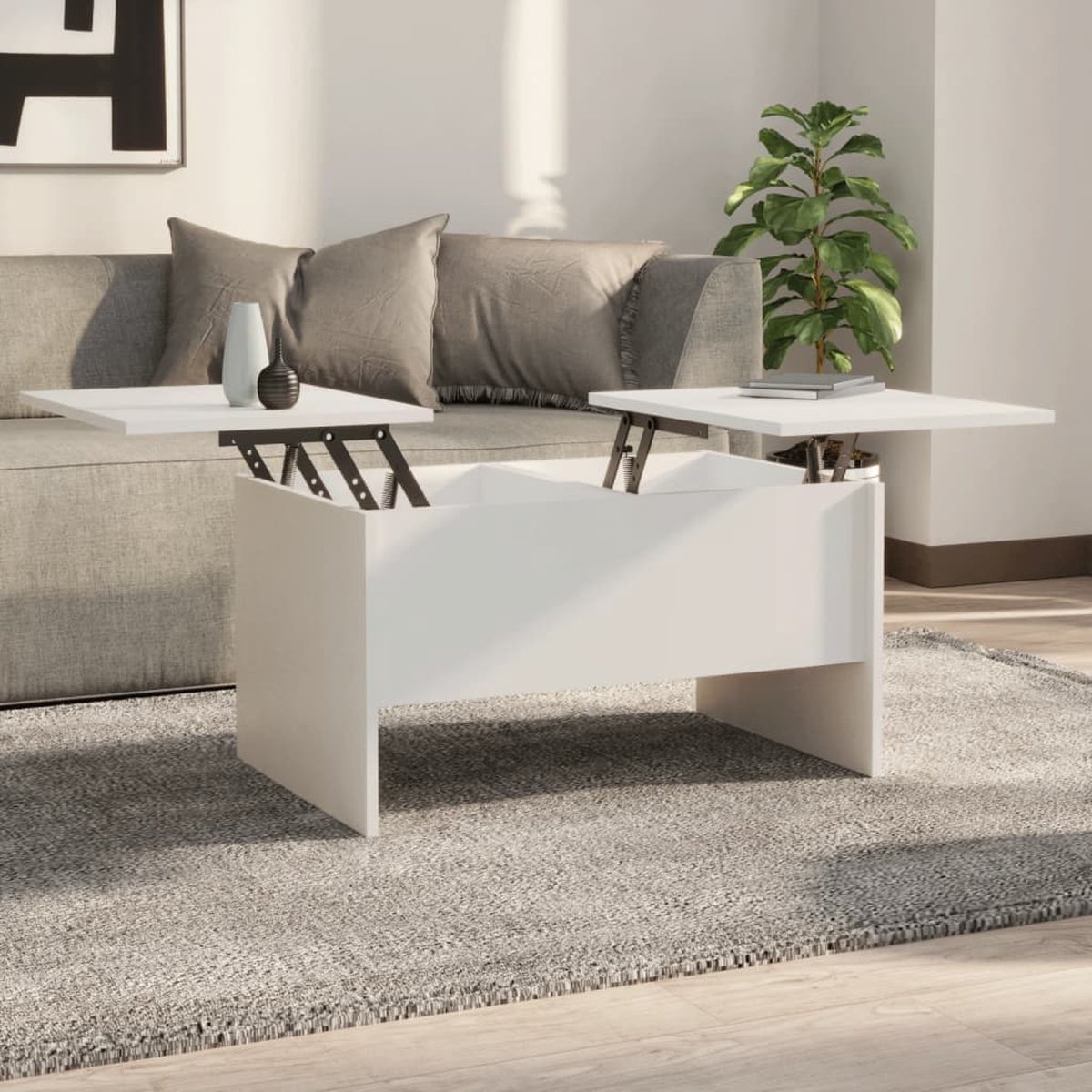 Vidaxl Salontafel 80x50x42,5 Cm Bewerkt Hout Wit