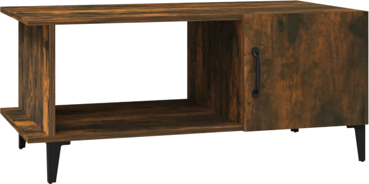 Vidaxl Salontafel 90x50x40 Cm Bewerkt Hout Gerookt Eikenkleurig - Bruin