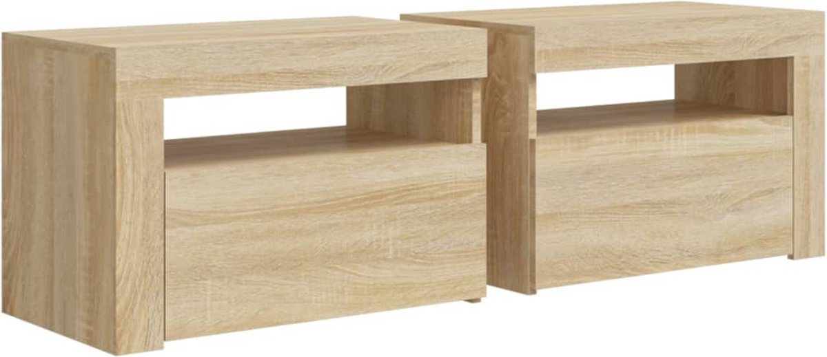Vidaxl Nachtkastjes 2 St Met Led&apos;s 60x35x40 Cm Sonoma Eikenkleurig - Bruin