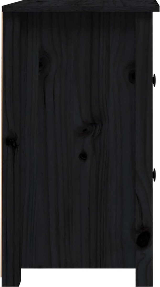Vidaxl Nachtkastje 40x35x61,5 Cm Massief Grenenhout - Zwart