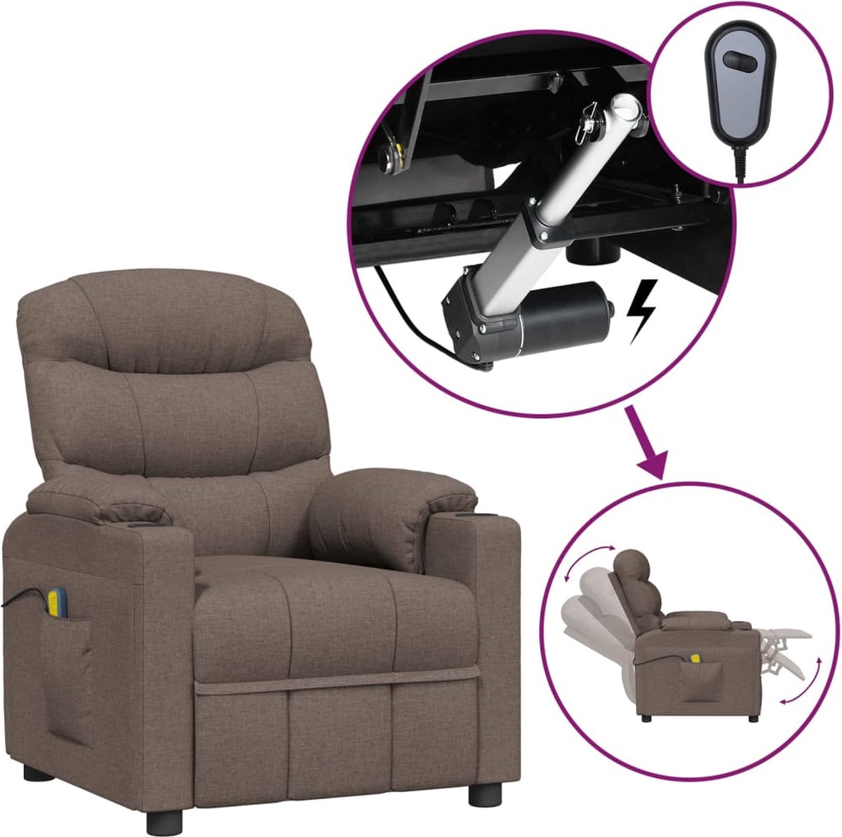 Vidaxl Massagestoel Elektrisch Stof Taupe