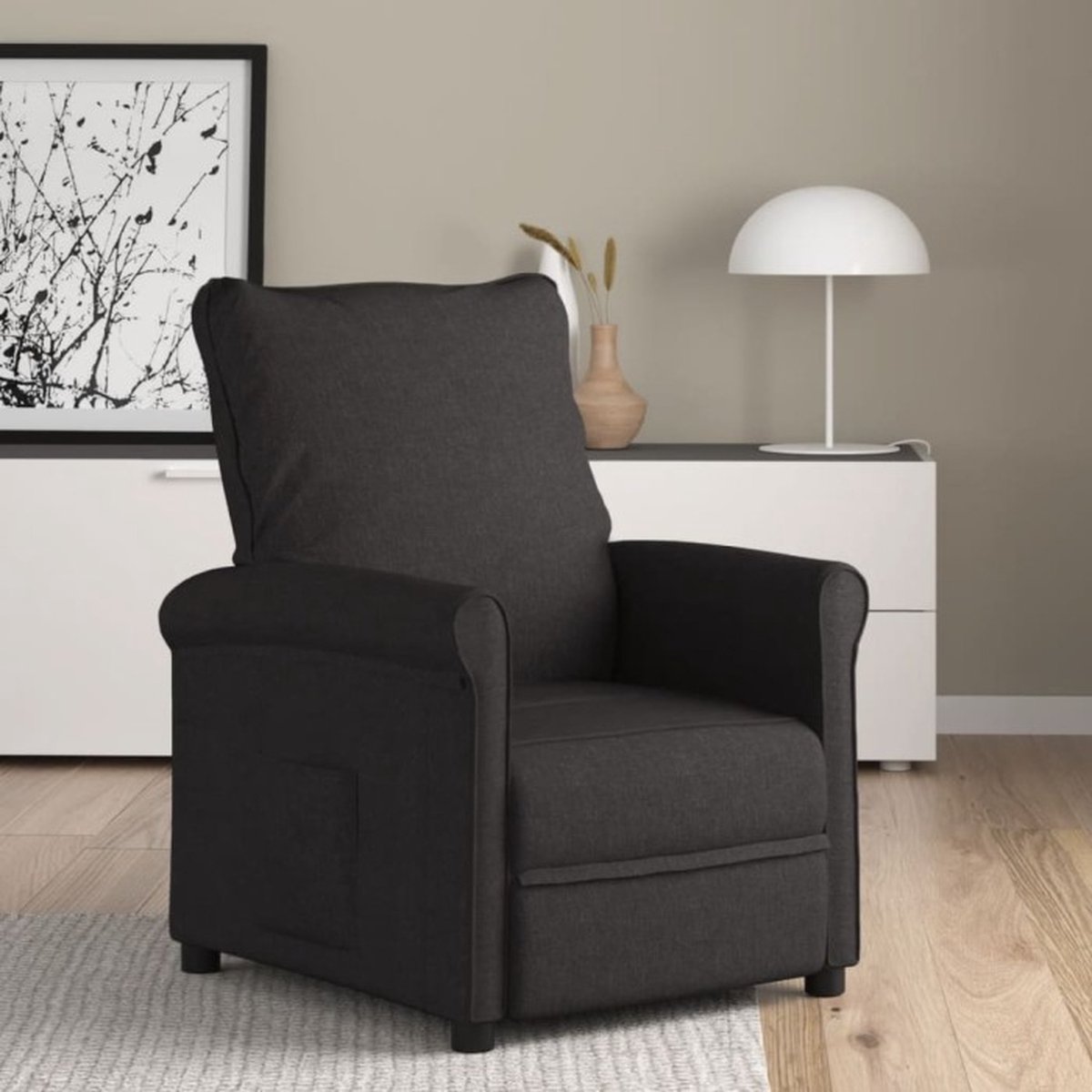 Vidaxl Fauteuil Verstelbaar Stof - Zwart