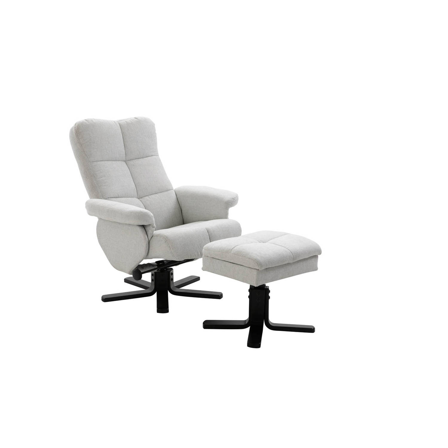 Sven Fauteuil Recliner Met Hocker. - Grijs