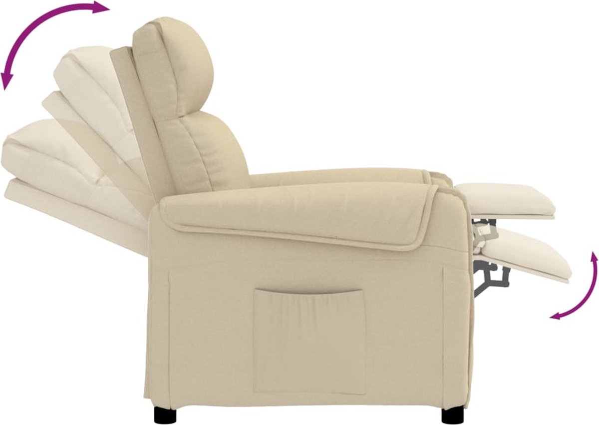 Vidaxl Fauteuil Verstelbaar Stof Crèmekleurig